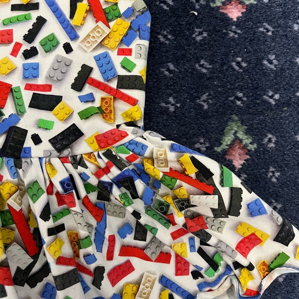 Lego inspired toddler tunic handmade with ruffles - Picture 3 of 4